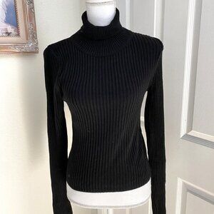 ASOS Black Ribbed Turtleneck Size 8 Stretchy Fitted Basic Core